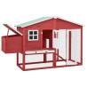 Durable Red and White Chicken Coop with Nest Box