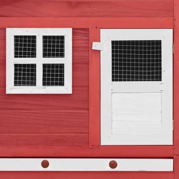 Durable Red and White Chicken Coop with Nest Box