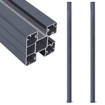 Durable Dark Grey Aluminium Fence Posts - 2 pcs 185 cm