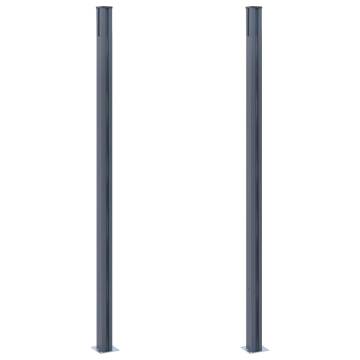 Durable Dark Grey Aluminium Fence Posts - 2 pcs 185 cm