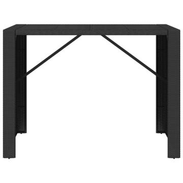 Stylish Black Bar Table with Glass Top - 145x80x110 cm