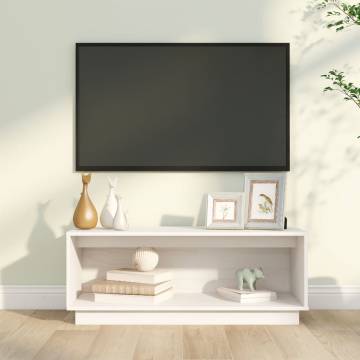 Elegant White TV Cabinet - Solid Pine Wood | Hipo Market