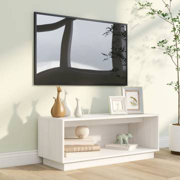 Elegant White TV Cabinet - Solid Pine Wood | Hipo Market