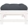 Garden Footstool with Cushion - White Solid Wood Pine