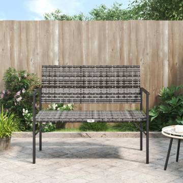 2-Seater Grey Poly Rattan Garden Bench - Durable & Stylish