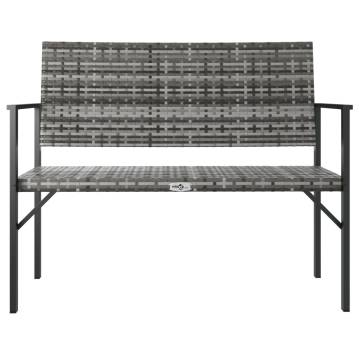 2-Seater Grey Poly Rattan Garden Bench - Durable & Stylish