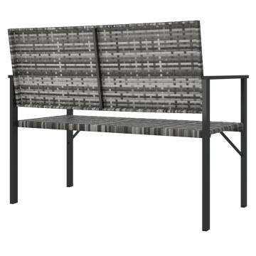 2-Seater Grey Poly Rattan Garden Bench - Durable & Stylish