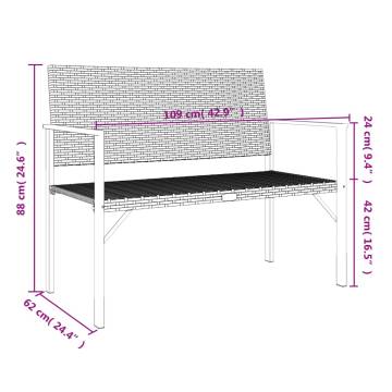 2-Seater Grey Poly Rattan Garden Bench - Durable & Stylish