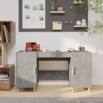 Stylish Concrete Grey Desk - 140x50x75 cm Engineered Wood