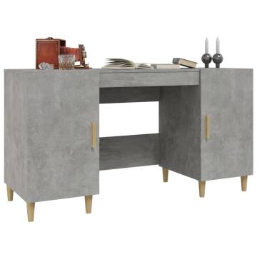 Stylish Concrete Grey Desk - 140x50x75 cm Engineered Wood