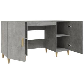 Stylish Concrete Grey Desk - 140x50x75 cm Engineered Wood