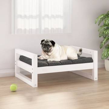 Stylish White Dog Bed | Solid Pine Wood | 65.5x50.5 cm