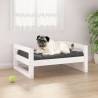 Dog Bed White 65.5x50.5x28 cm Solid Pine Wood Colour white Size 65.5 x 50.5 x 28 cm 