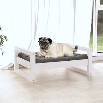 Stylish White Dog Bed | Solid Pine Wood | 65.5x50.5 cm