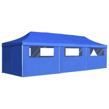 Folding Pop-up Party Tent 3x9 m Blue with 8 Sidewalls