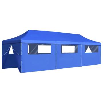 Folding Pop-up Party Tent 3x9 m Blue with 8 Sidewalls