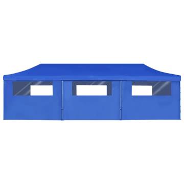 Folding Pop-up Party Tent 3x9 m Blue with 8 Sidewalls