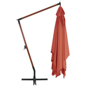 Cantilever Umbrella with Wooden Pole - 400x300 cm Terracotta