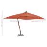 Cantilever Umbrella with Wooden Pole - 400x300 cm Terracotta