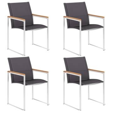 Garden Chairs Set of 4 - Textilene & Stainless Steel Grey