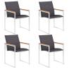 Garden Chairs 4 pcs Textilene and Stainless Steel Grey Quantity in Package 4 Material solid teak wood Number of 1 