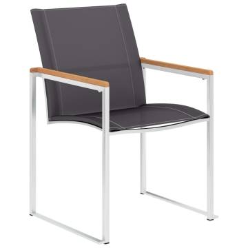 Garden Chairs Set of 4 - Textilene & Stainless Steel Grey