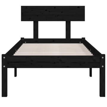 Black Solid Wood Pine Bed Frame 90x200 cm - Stylish & Sturdy