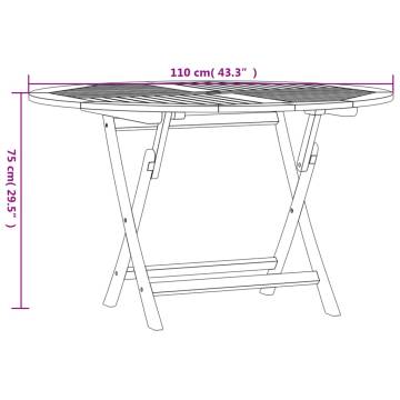 Folding Garden Table Ø 110x75 cm - Solid Teak Wood