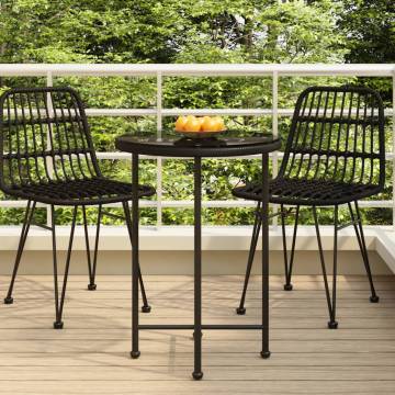 Dining Table Black Ø55 cm - Stylish Glass & Steel Design