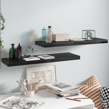 Floating Wall Shelves - High Gloss Black (2 pcs) | HipoMarket