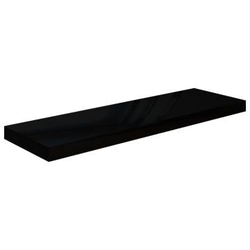 Floating Wall Shelves - High Gloss Black (2 pcs) | HipoMarket