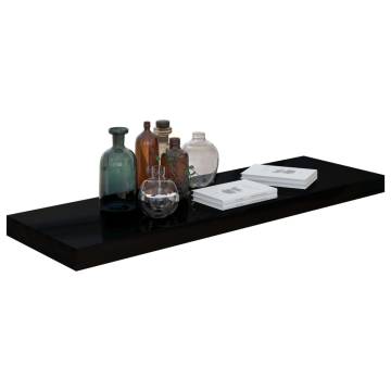 Floating Wall Shelves - High Gloss Black (2 pcs) | HipoMarket