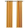 Linen-Look Blackout Curtains - Yellow Grommeted 140x245cm