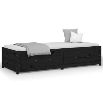 Day Bed Black 75x190 cm | Solid Pine Wood Small Single