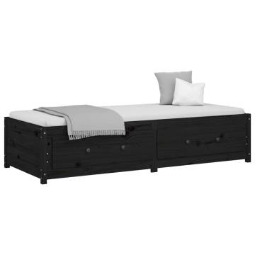 Day Bed Black 75x190 cm | Solid Pine Wood Small Single