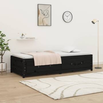 Day Bed Black 75x190 cm | Solid Pine Wood Small Single