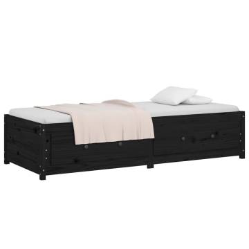 Day Bed Black 75x190 cm | Solid Pine Wood Small Single