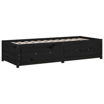 Day Bed Black 75x190 cm | Solid Pine Wood Small Single