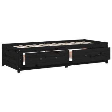 Day Bed Black 75x190 cm | Solid Pine Wood Small Single