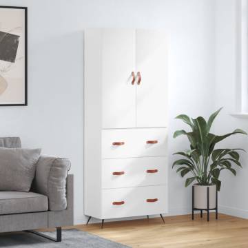 Stylish Highboard White | 69.5x34x180 cm Engineered Wood