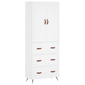 Stylish Highboard White | 69.5x34x180 cm Engineered Wood