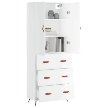 Stylish Highboard White | 69.5x34x180 cm Engineered Wood