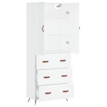 Stylish Highboard White | 69.5x34x180 cm Engineered Wood