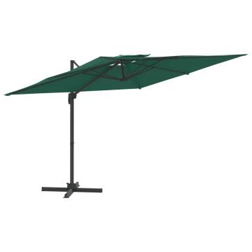 Double Top Cantilever Umbrella Green 300x300 cm | HipoMarket