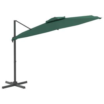 Double Top Cantilever Umbrella Green 300x300 cm | HipoMarket