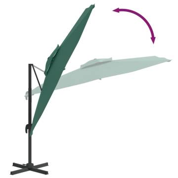 Double Top Cantilever Umbrella Green 300x300 cm | HipoMarket