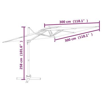 Double Top Cantilever Umbrella Green 300x300 cm | HipoMarket