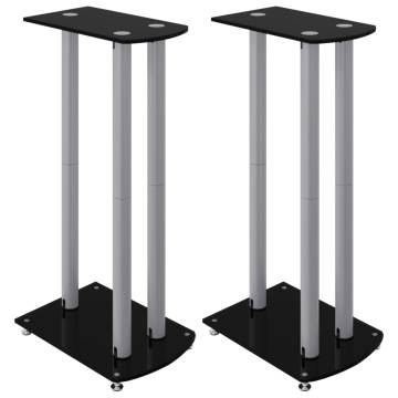 Speaker Stands 2pcs Black&Silver - Durable Glass Design