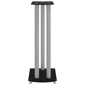 Speaker Stands 2pcs Black&Silver - Durable Glass Design