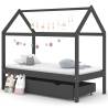 Kids Bed Frame with a Drawer Dark Grey Solid Pine Wood 80x160cm Colour dark grey Size 80 x 160 cm Model 1 drawer 